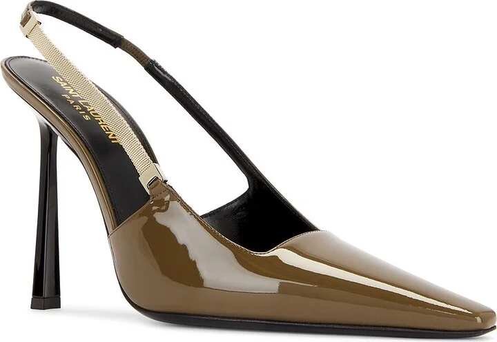 Saint Laurent Blake Slingback Pump in Olive - Image 2