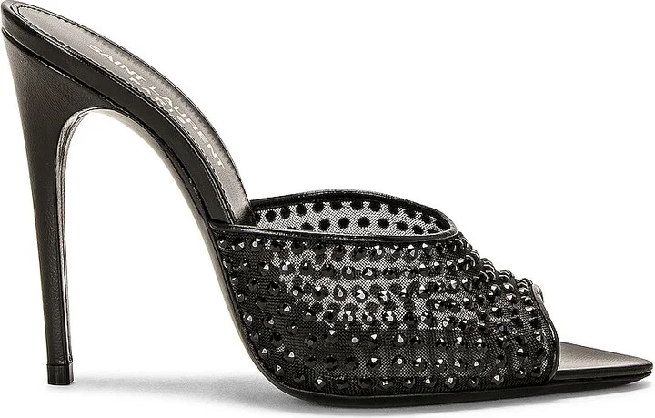 Saint Laurent Blonde Mule Sandal in Black