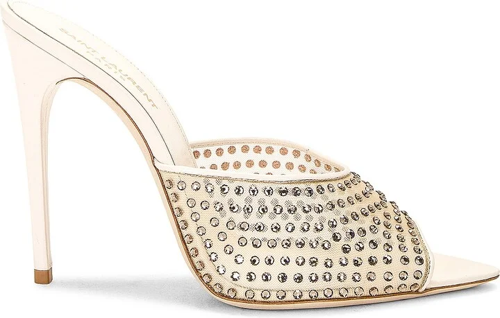 Saint Laurent Blonde Mule Sandal in Nude
