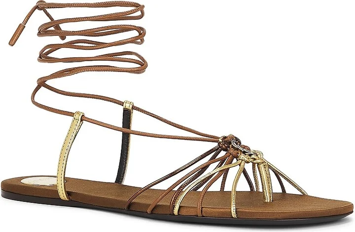 Saint Laurent Bridget Flat Sandal in Brown - Image 2