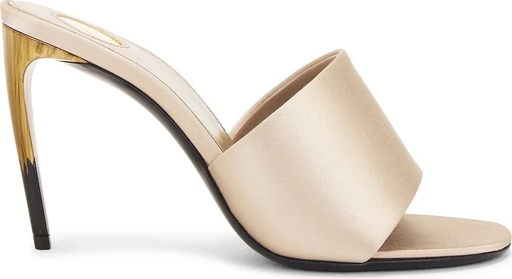 Saint Laurent Bridget Mule in Metallic Neutral
