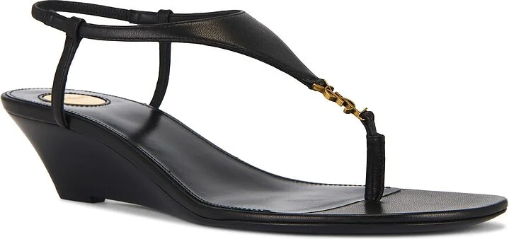 Saint Laurent Bridget Wedge Sandal in Black - Image 2