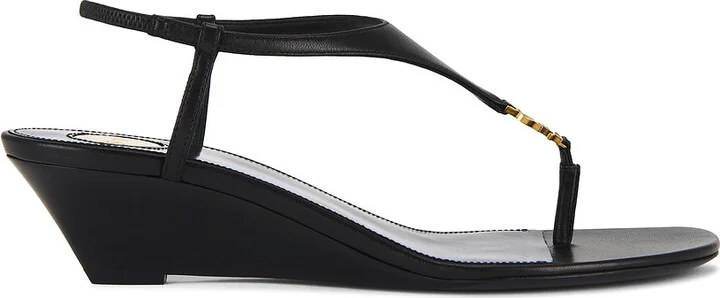 Saint Laurent Bridget Wedge Sandal in Black