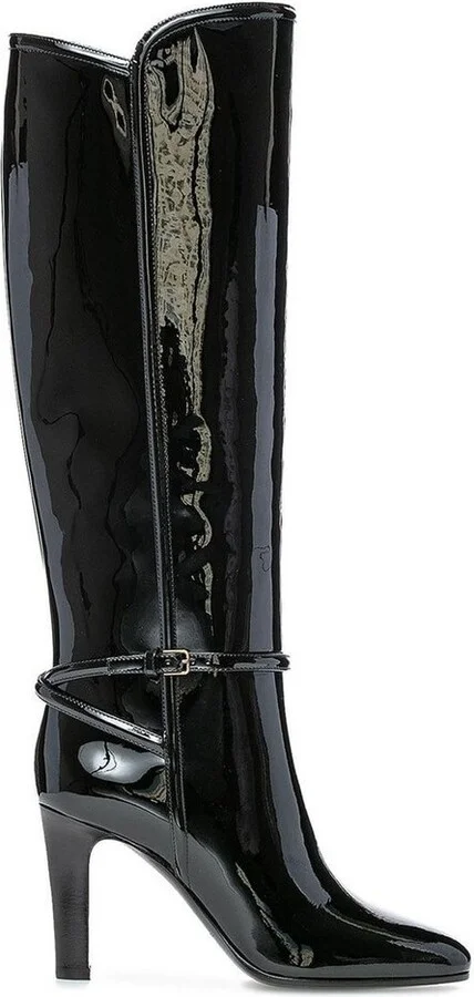 Saint Laurent Buckle Detailed Pointed Toe Boots