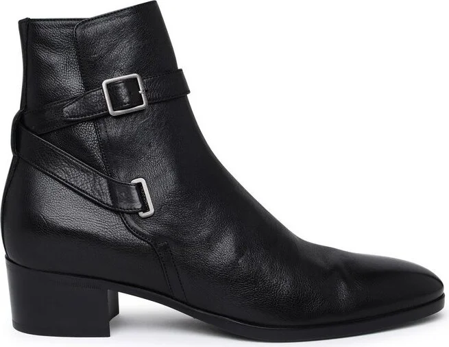 Saint Laurent Buckle Detailed Pointed Toe Boots