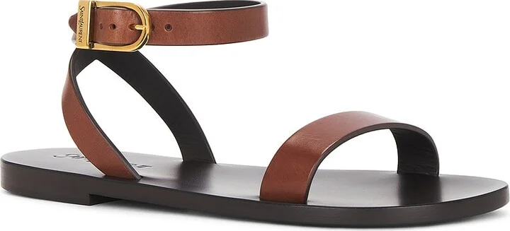 Saint Laurent Buckle Flat Sandal in Brown - Image 2