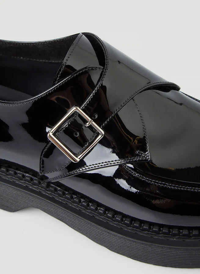 Saint Laurent Buckle Leather Shoes - Woman Flats Black Eu - 40 - Image 5