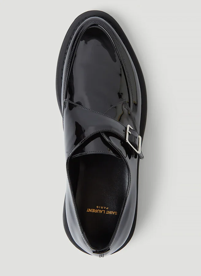 Saint Laurent Buckle Leather Shoes - Woman Flats Black Eu - 40 - Image 6