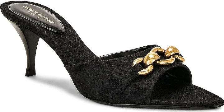 Saint Laurent Buckle Mule Sandal in Black - Image 2