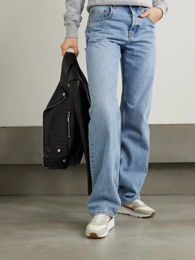 SAINT LAURENT - Bump Rubber-trimmed Shell, Leather And Suede Sneakers - Gray - Image 2