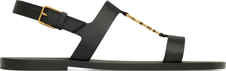 Saint Laurent Calfskin Cassandre Flat Sandals