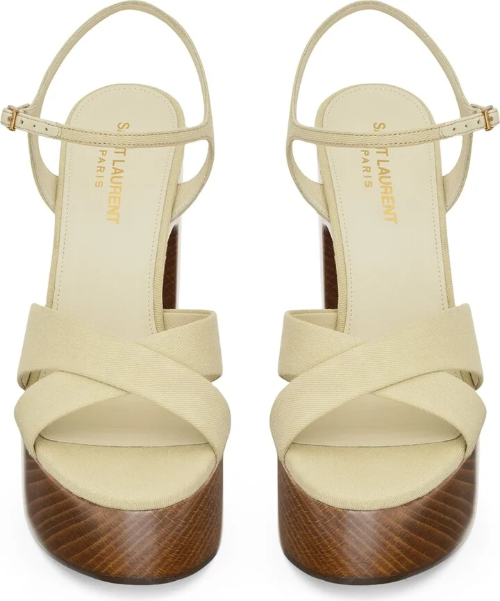 Saint Laurent Canvas Bianca Platform Sandals 125 - Image 2