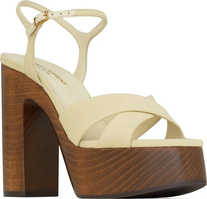 Saint Laurent Canvas Bianca Platform Sandals 125 - Image 3