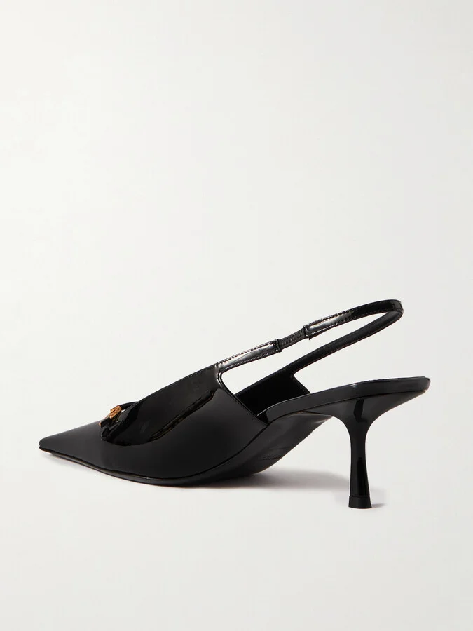 SAINT LAURENT - Carine Embellished Patent-leather Slingback Pumps - Black - Image 3