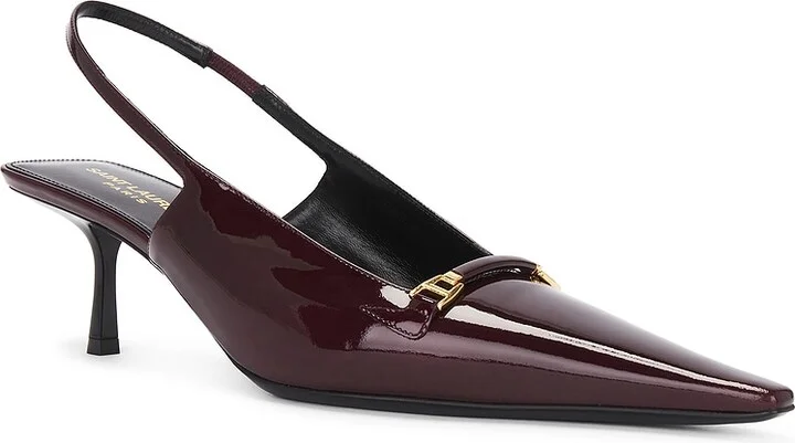Saint Laurent Carine Slingback Pump in Burgundy - Image 2