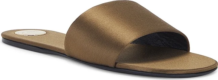Saint Laurent Carlyle Flat Slide in Olive,Brown - Image 2