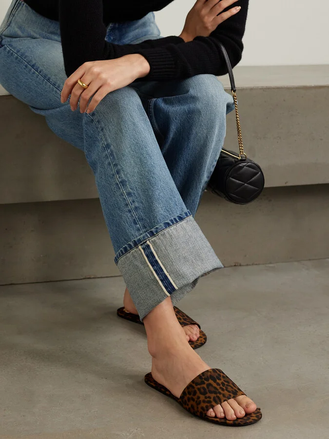 SAINT LAURENT - Carlyle Leopard-print Grosgrain Sandals - Brown - Image 2