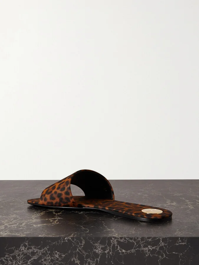 SAINT LAURENT - Carlyle Leopard-print Grosgrain Sandals - Brown - Image 3