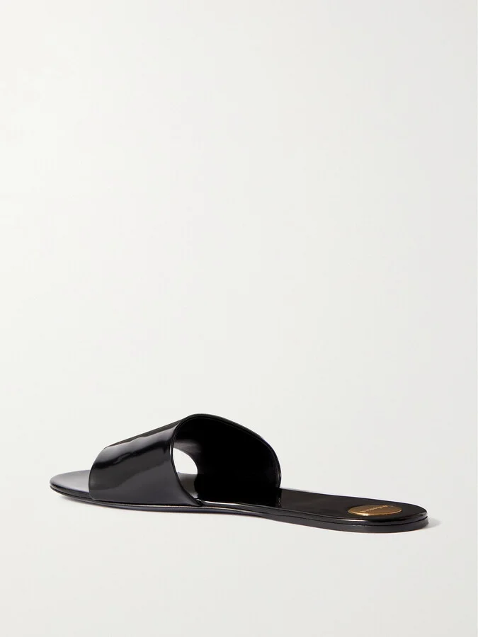 SAINT LAURENT - Carlyle Patent-leather Sandals - Black - Image 2