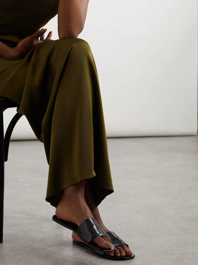 SAINT LAURENT - Carlyle Patent-leather Sandals - Black - Image 3
