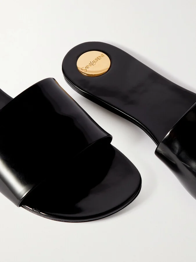SAINT LAURENT - Carlyle Patent-leather Sandals - Black - Image 4