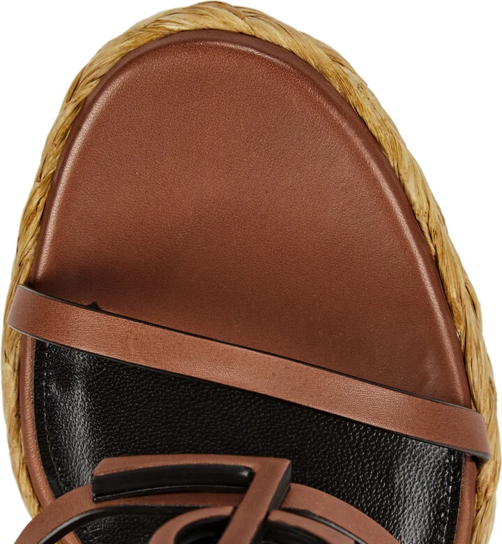 Saint Laurent Cassandra 100 Leather Wedge Espadrilles - Image 4