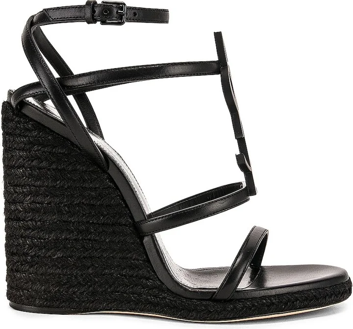 Saint Laurent Cassandra Espadrille Wedge in Black - Image 2