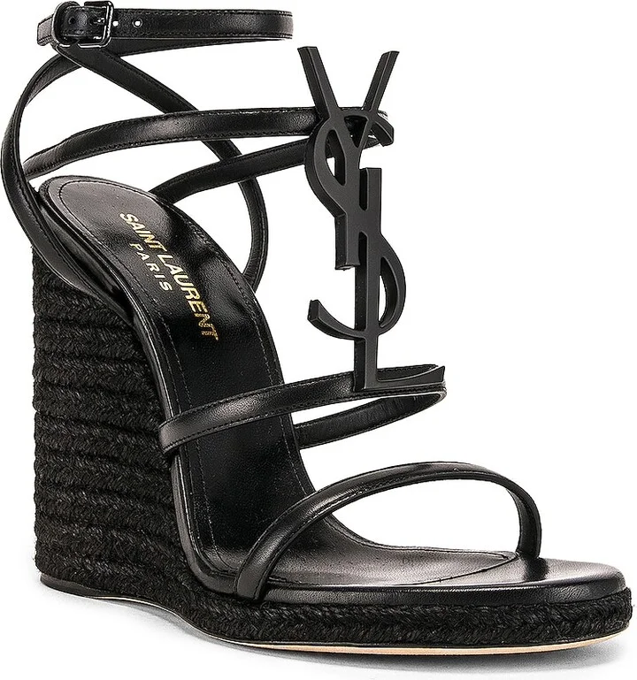 Saint Laurent Cassandra Espadrille Wedge in Black