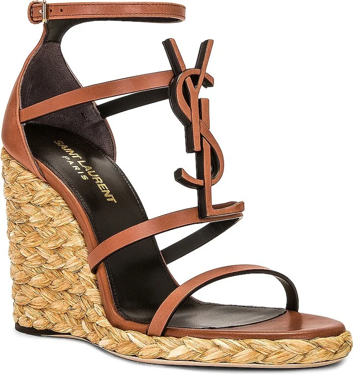 Saint Laurent Cassandra Espadrille Wedge Sandal in Brown - Image 2