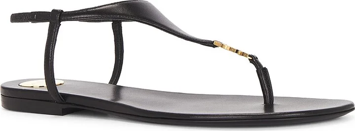 Saint Laurent Cassandra Flat Sandal in Black - Image 2