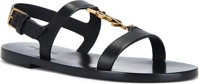 Saint Laurent Cassandra Flat Sandal in Black - Image 2