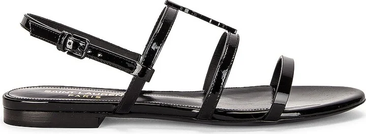 Saint Laurent Cassandra Flat Sandal in Black - Image 2
