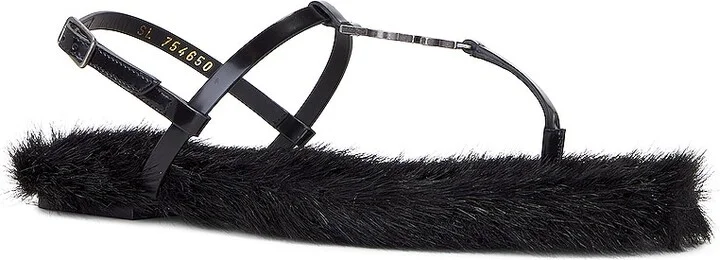 Saint Laurent Cassandra Flat Sandal in Black - Image 2