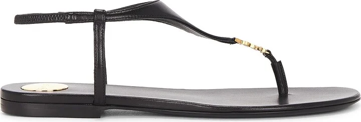 Saint Laurent Cassandra Flat Sandal in Black