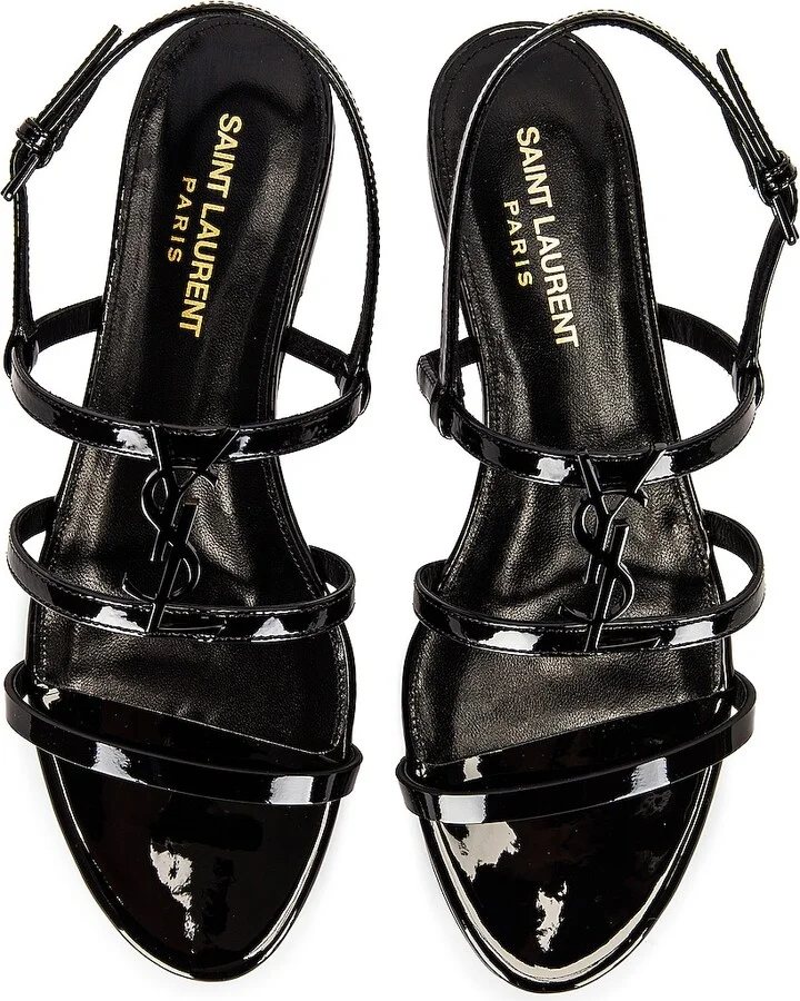 Saint Laurent Cassandra Flat Sandal in Black