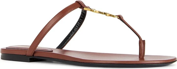 Saint Laurent Cassandra Flat Sandal in Brown - Image 2