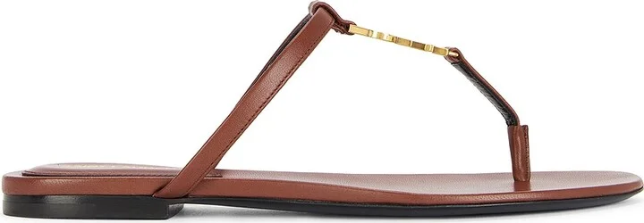 Saint Laurent Cassandra Flat Sandal in Brown