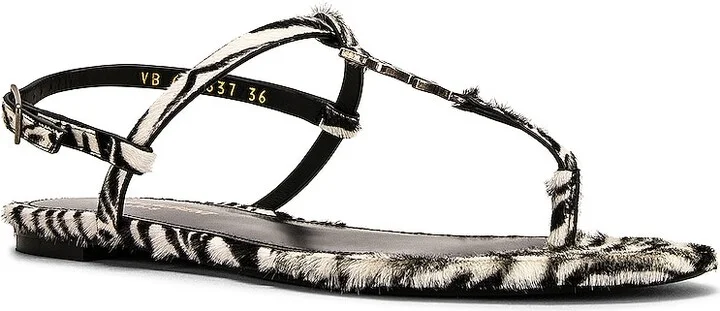 Saint Laurent Cassandra Flat Sandals in White - Image 2