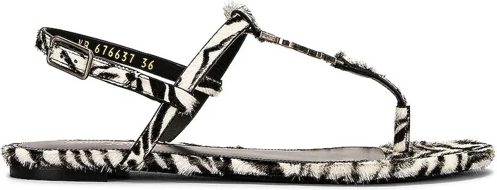 Saint Laurent Cassandra Flat Sandals in White