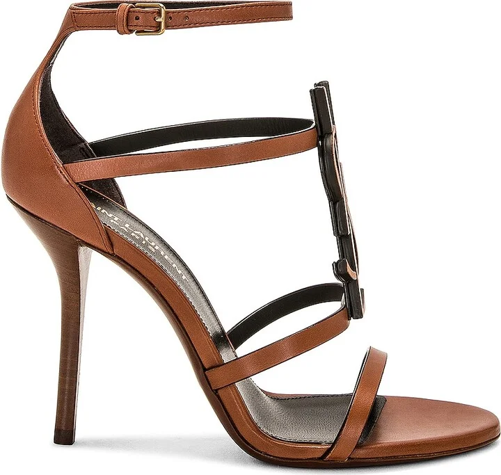 Saint Laurent Cassandra Heels in Cognac