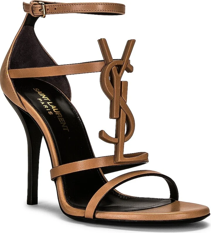 Saint Laurent Cassandra Heels in Tan - Image 2