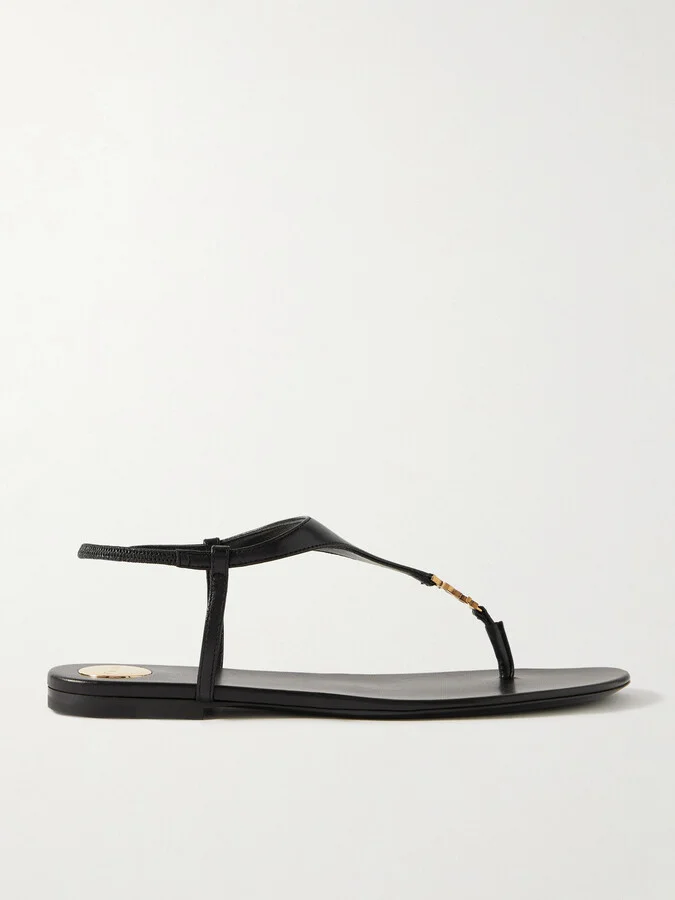SAINT LAURENT - Cassandra Logo-embellished Leather Sandals - Black