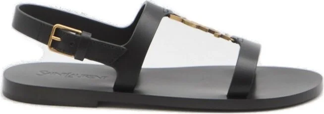 Saint Laurent Cassandra Logo Plaque Flat Sandals