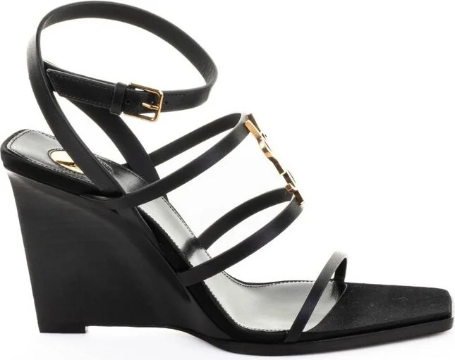 Saint Laurent Cassandra Logo Plaque Sandals