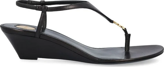 Saint Laurent Cassandra Logo Plaque Slingback Sandals