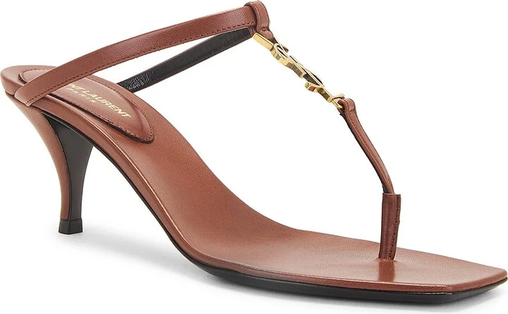Saint Laurent Cassandra Sandal in Cigar in Brown - Image 2