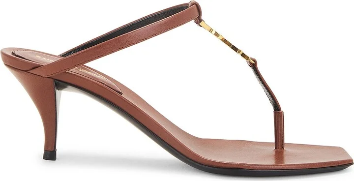 Saint Laurent Cassandra Sandal in Cigar in Brown