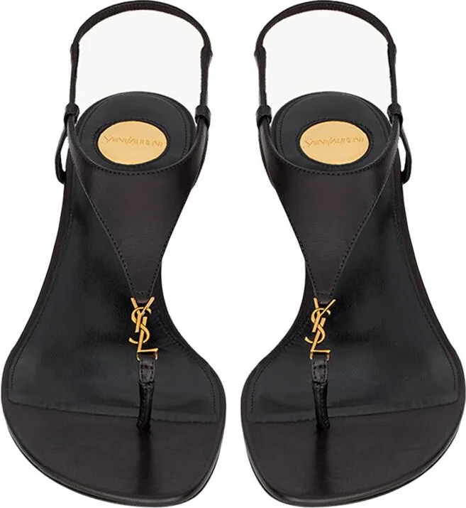 Saint Laurent Cassandra Smooth Leather Wedge Sandals Shoes - Image 2