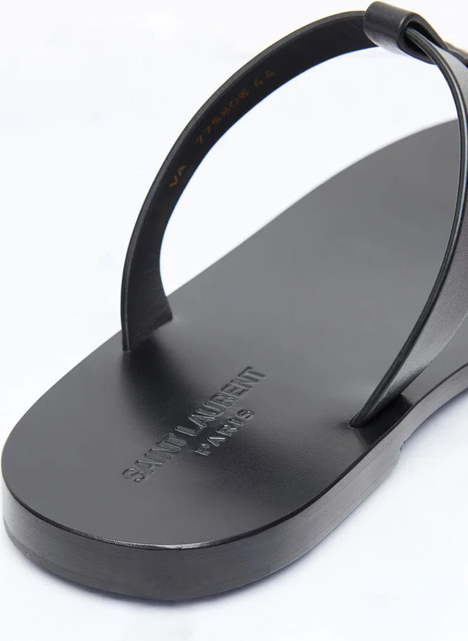 Saint Laurent Cassandre Leather Slides - Man Sandals Black Eu - 41 - Image 5