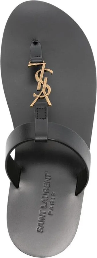 Saint Laurent Cassandre Leather Thong Sandals - Image 2